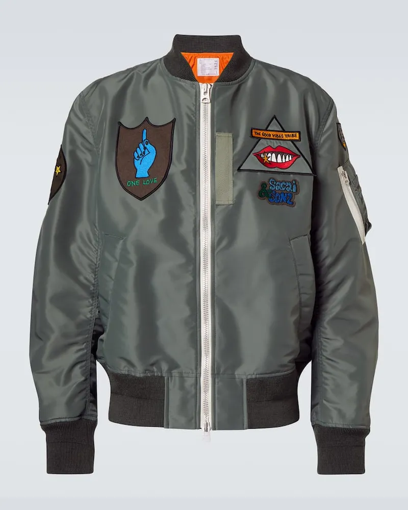 Sacai X Mark Gonzales Bomberjacke aus Twill Grün