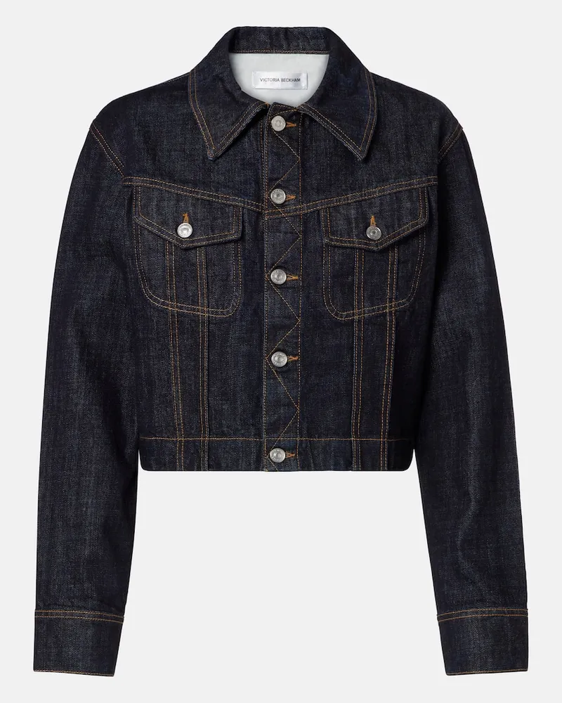 Victoria Beckham Cropped-Jeansjacke Blau