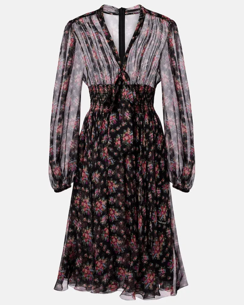 Dolce & Gabbana Midikleid aus Seide Schwarz