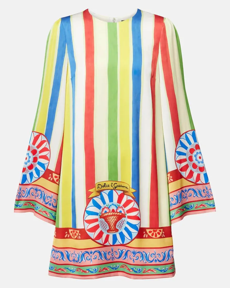 Dolce & Gabbana Bedrucktes Minikleid aus einem Seidengemisch Multicolor
