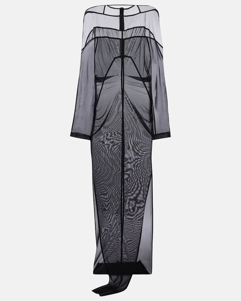 Rick Owens Robe Collage aus Tüll und Chiffon Schwarz