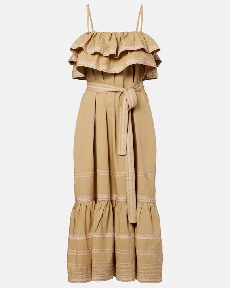Ulla Johnson Midikleid Lucian aus Baumwolle Beige