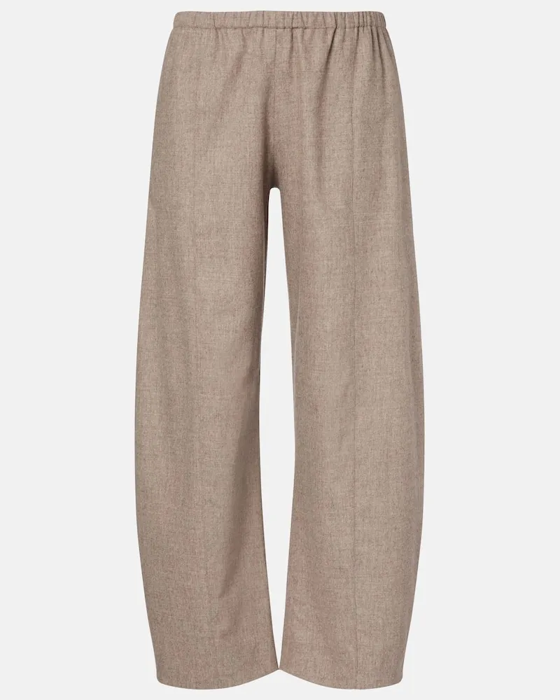 KHAITE Hose Clover aus einem Wollgemisch Beige