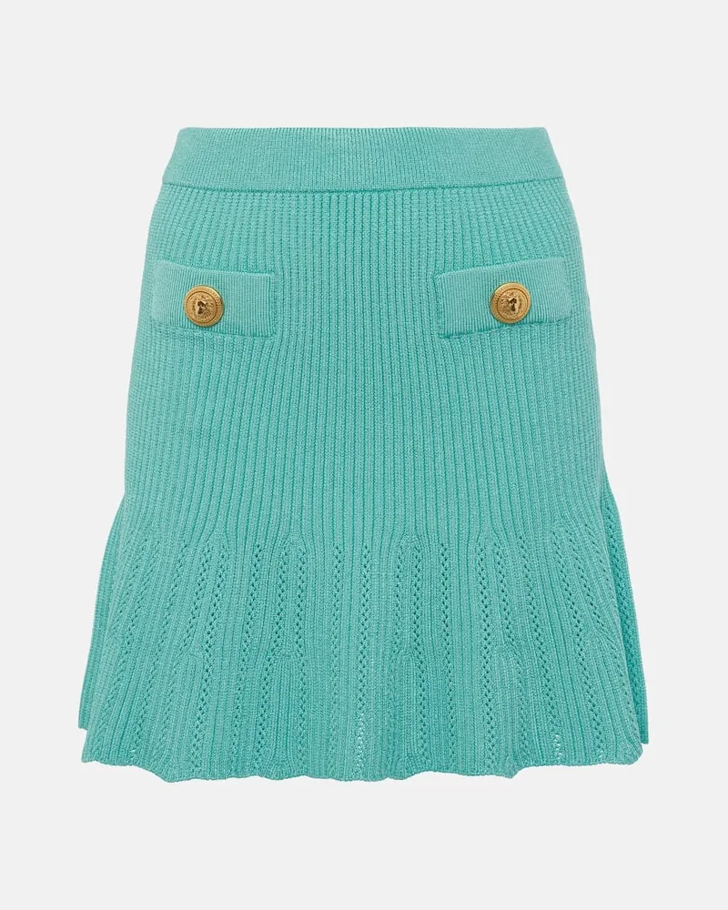 Balmain Minirock aus Strick Grün