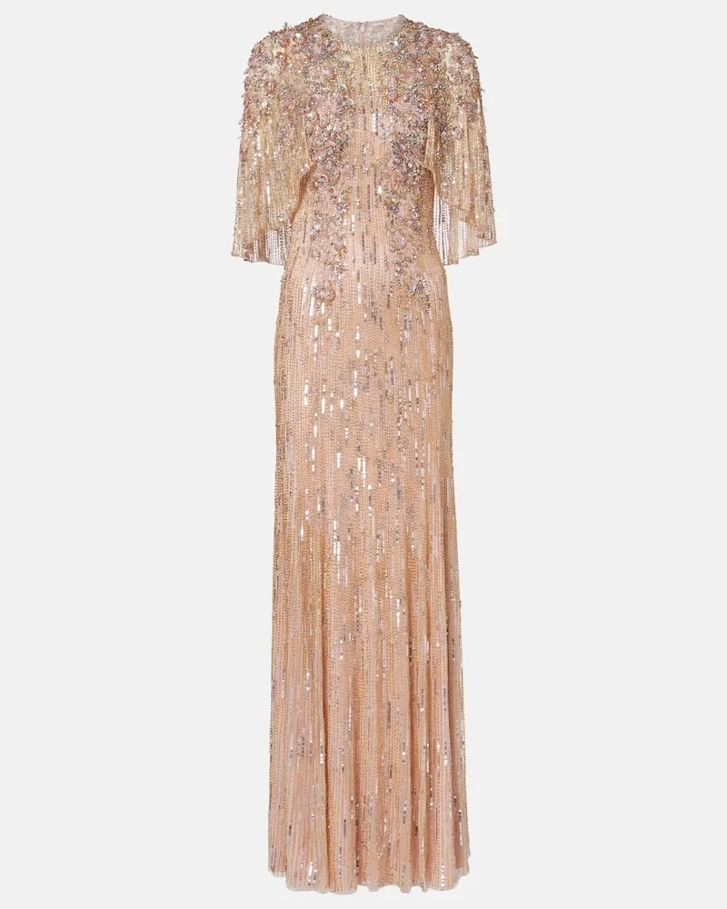 Jenny Packham Robe Astra mit Pailletten Beige