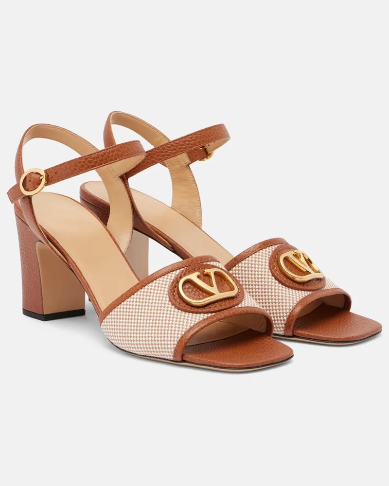 Valentino Garavani Sandalen VLogo 75 aus Canvas mit Leder Nude