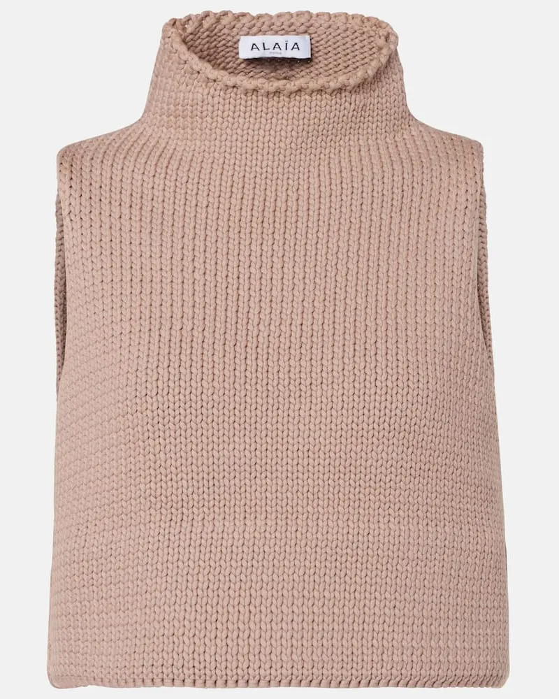 Alaïa Alaïa Cropped-Top aus einem Baumwollgemisch Beige