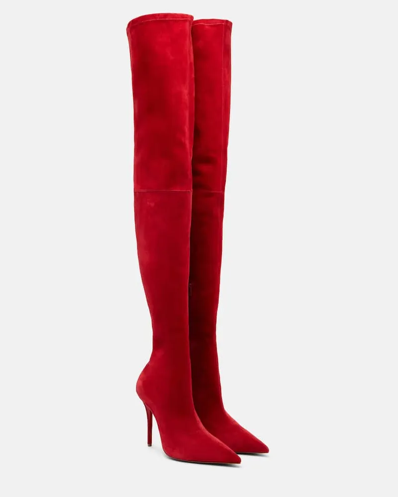 Christian Louboutin Overknee-Stiefel Miss Z 100 aus Veloursleder Rot