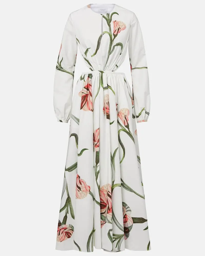 Giambattista Valli Maxikleid Macro Carnation aus Baumwollpopeline Weiß