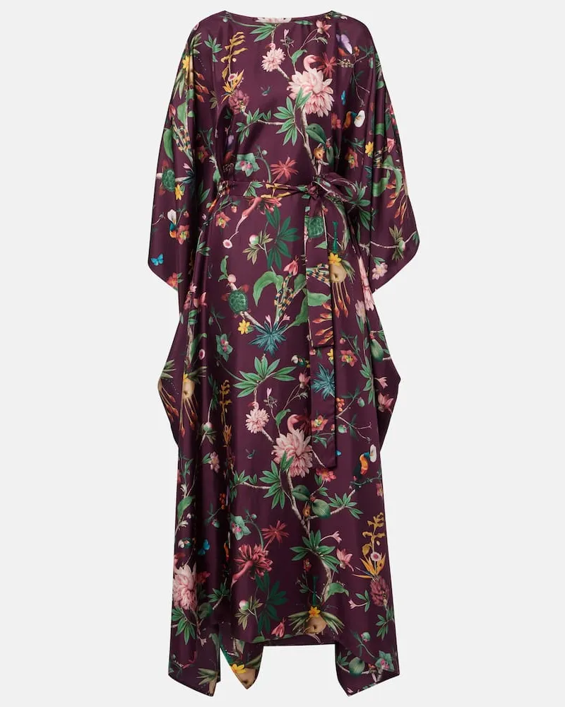 La DoubleJ Bedruckter Kaftan aus Seide Burgunderrot