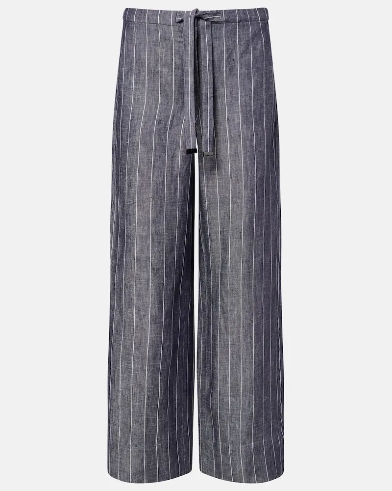 Max Mara Weite Hose Cresta aus Leinen Blau