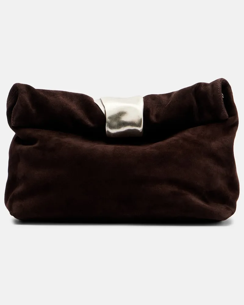 STAUD Clutch Cuff aus Veloursleder Braun