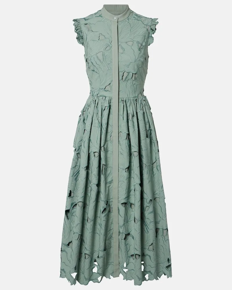 Erdem Hemdblusenkleid aus Guipure-Spitze Grün