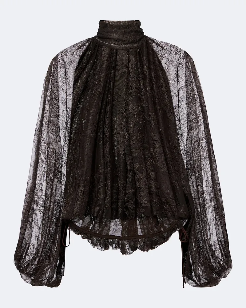 De La Vali Bluse Elunara aus Spitze Braun