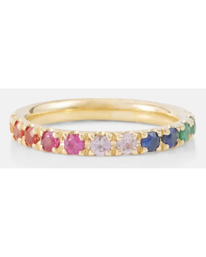 Sydney Evan Ring Rainbow Large aus 14kt Gelbgold mit Edelsteinen Multicolor