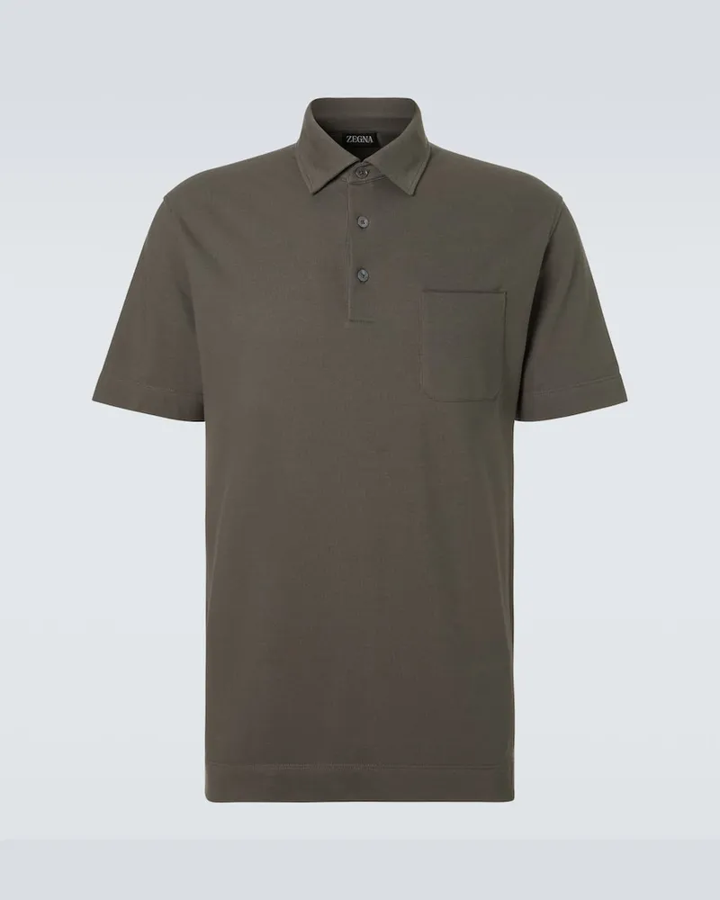 Ermenegildo Zegna Polohemd aus Baumwoll-Piqué Grau