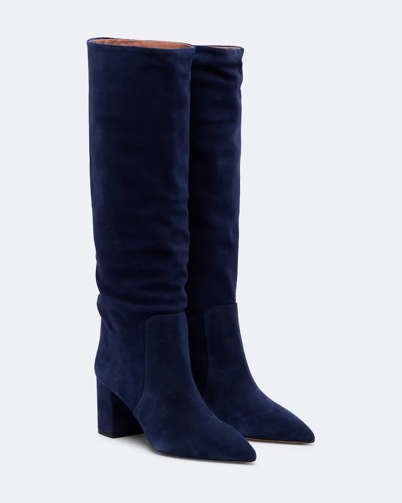 Paris Texas Kniehohe Stiefel Anja aus Veloursleder Blau