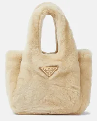 Prada Tote Mini aus Shearling Beige