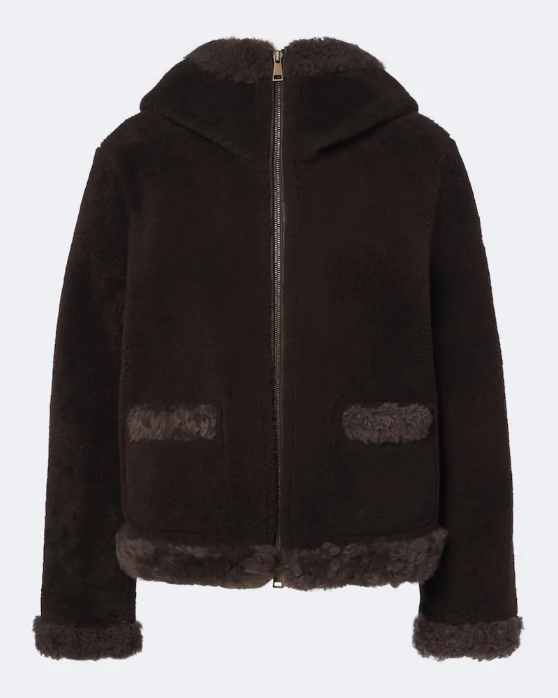 Moncler Daunenjacke Leuctre mit Shearling Braun