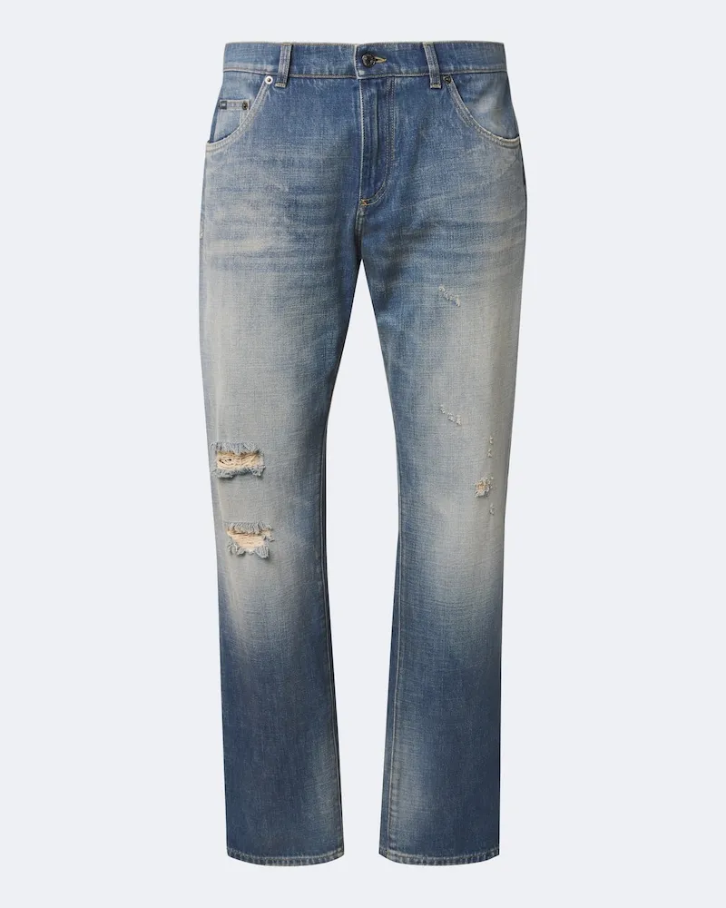 Dolce & Gabbana Distressed Straight Jeans Blau