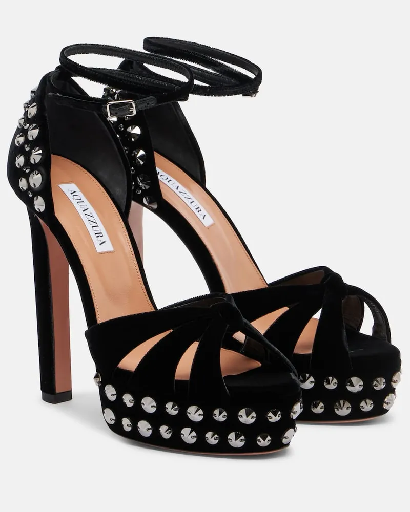 Aquazzura Verzierte Plateausandalen Cosmic Love 130 Schwarz