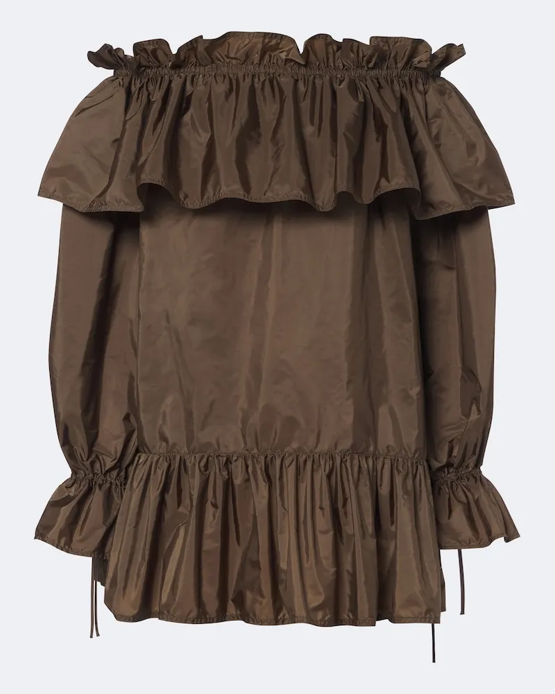Saint Laurent Minikleid aus Popeline Braun
