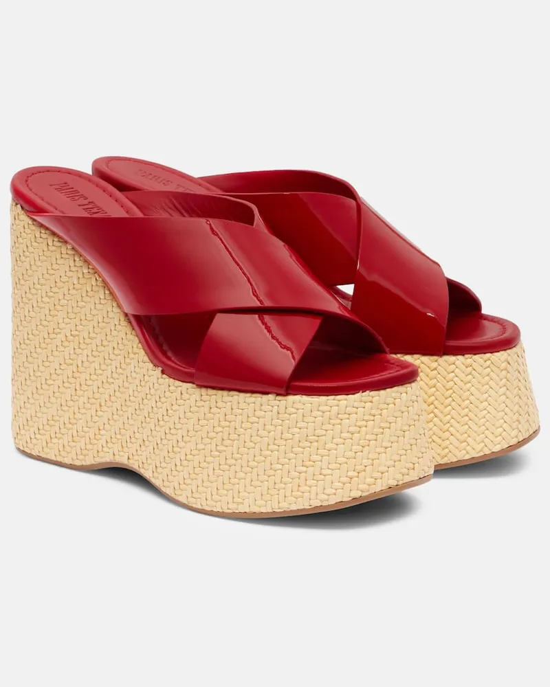 Paris Texas Wedge-Sandalen Mara aus Lackleder Rot