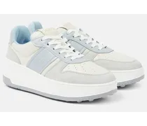Plateau-Sneakers aus Leder und Veloursleder