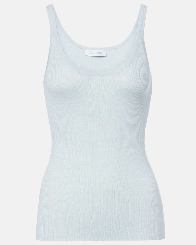 Gabriela Hearst Top Cinxia aus Kaschmir, Seide und Hanf Blau