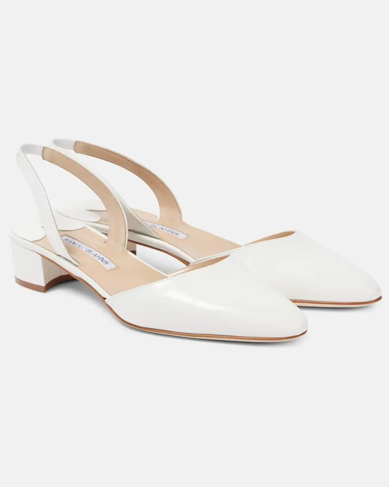 Manolo Blahnik Bridal Slingback-Pumps Aspro 30 aus Leder Weiß