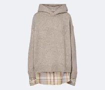 Hoodie aus Strick und Baumwollflanell