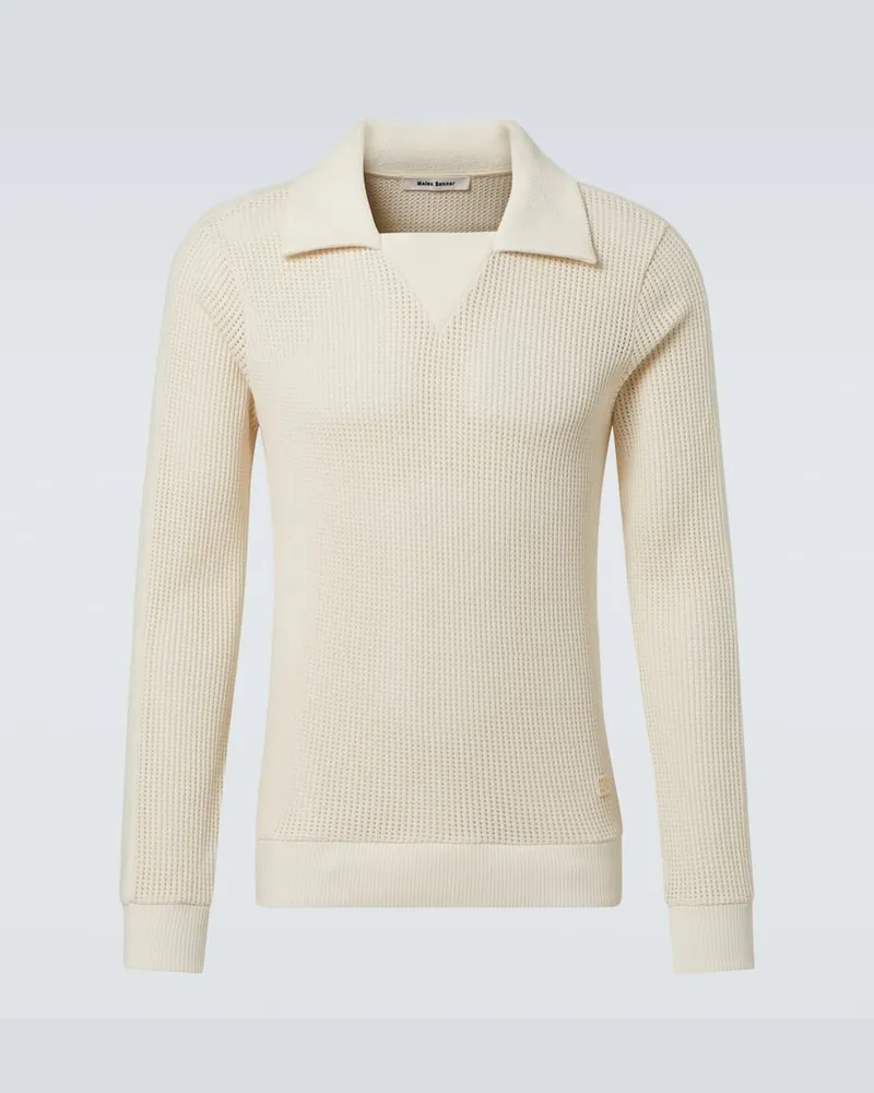 Wales Bonner Polopullover Song aus Baumwoll-Mesh Weiß