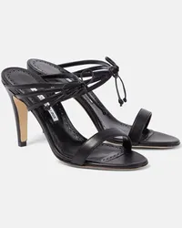 Manolo Blahnik Sandalen Bomasan 90 aus Leder Schwarz