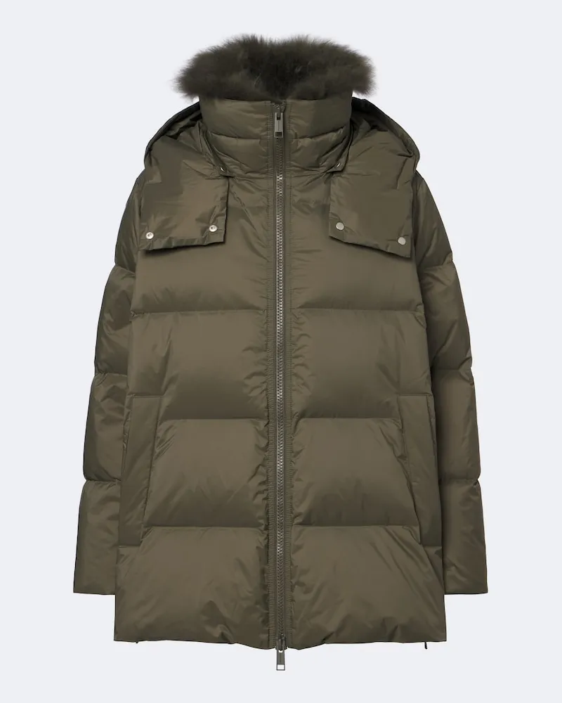 Yves Salomon Daunenjacke mit Shearling Grün