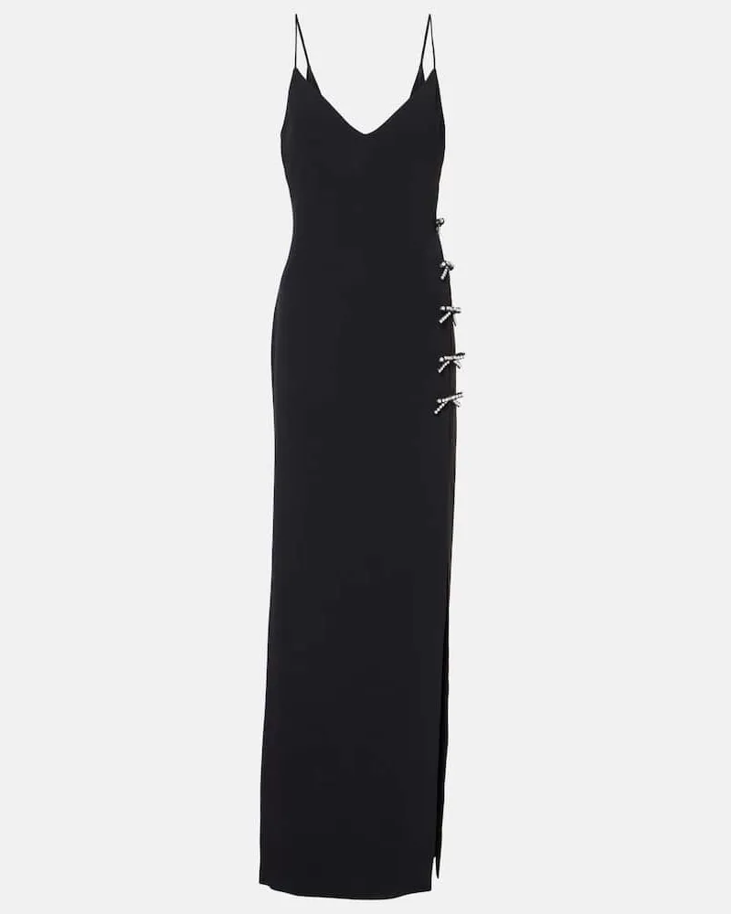Elie Saab Robe aus Cady mit Kristallen Schwarz