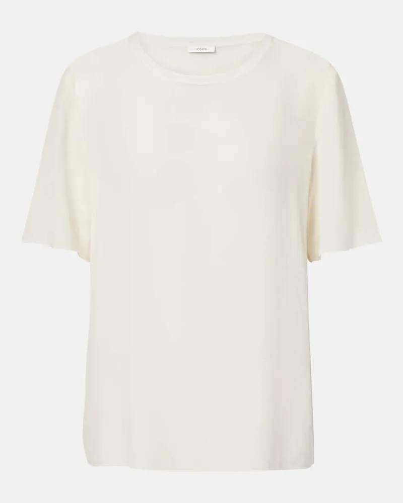 Joseph T-Shirt Rubin aus Seiden-Crêpe Weiß