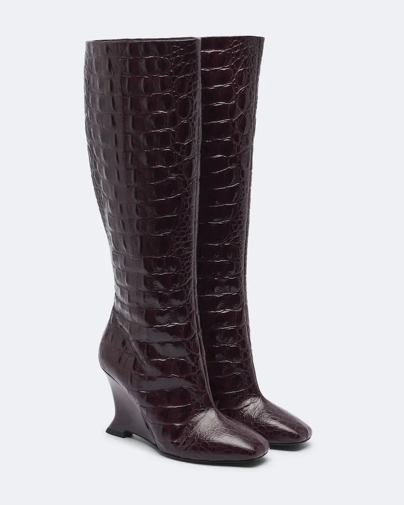 Balmain Stiefel aus Leder Burgunderrot