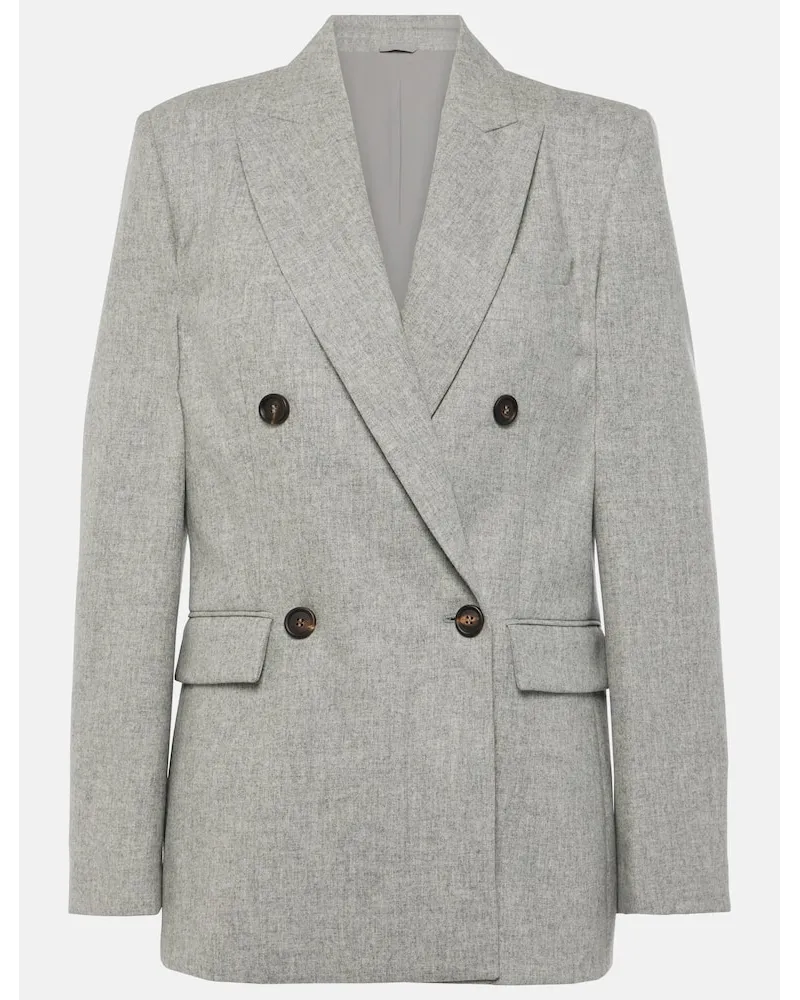 Brunello Cucinelli Blazer aus Wolle und Kaschmir Grau