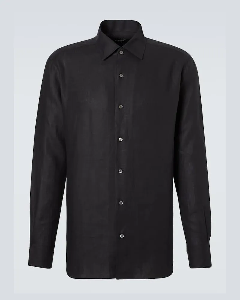 Ermenegildo Zegna Hemd aus Leinen Schwarz