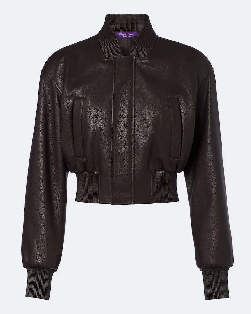 Ralph Lauren Cropped-Bomberjacke Noland aus Leder Braun