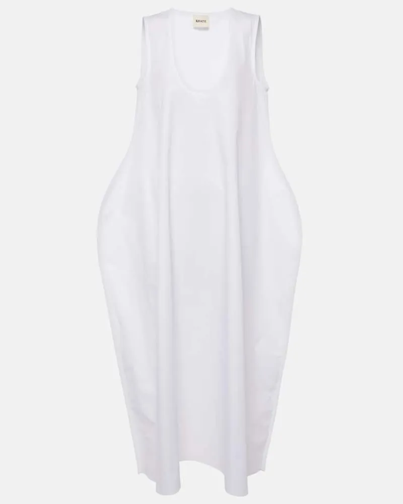 KHAITE Midikleid Coli aus Baumwollpopeline Weiß