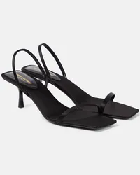 Saint Laurent Sandalen Jaspe aus Satin Schwarz