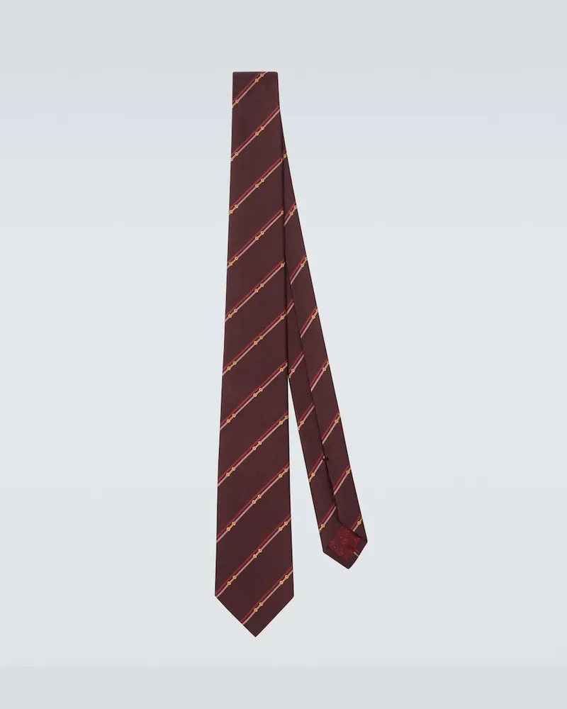 Gucci Krawatte Horsebit aus Seiden-Jacquard Burgunderrot