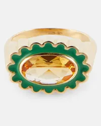 Aliita Ring Margarita Citrino aus 18kt Gelbgold mit Emaille und Citrin Multicolor