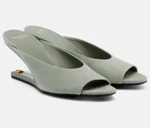 Wedge-Pantoletten aus Veloursleder