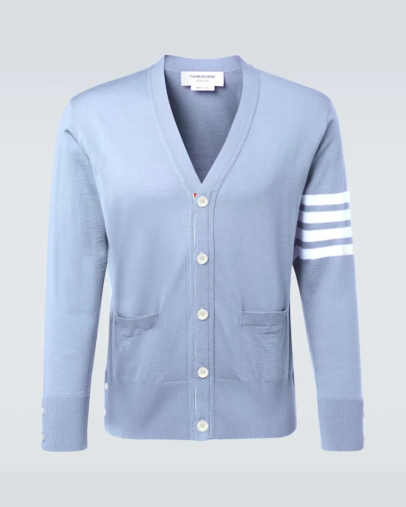 Thom Browne Cardigan 4-Bar aus Schurwolle Blau