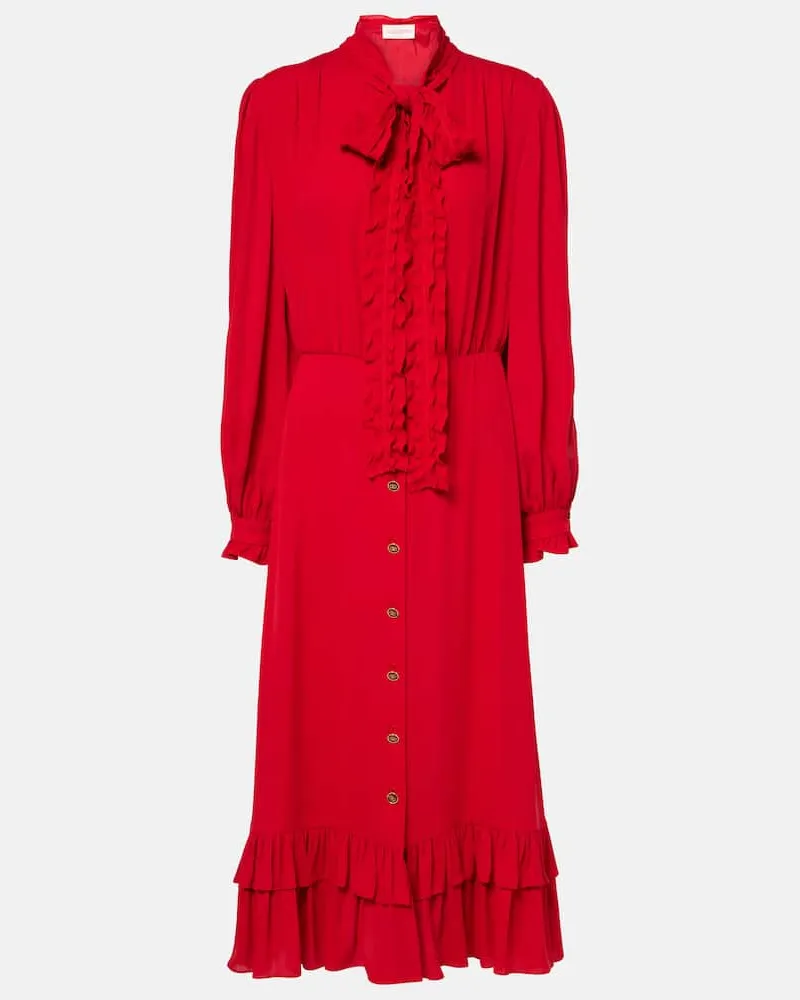 Valentino Garavani Midikleid aus Seiden-Georgette Rot