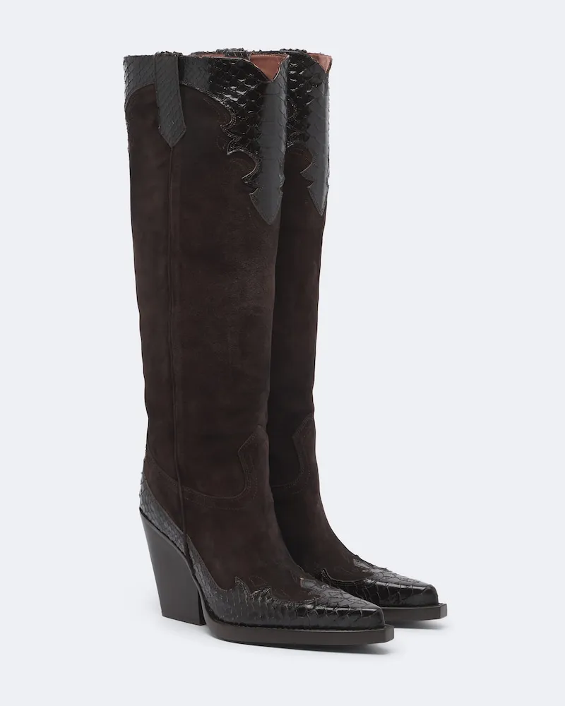 Paris Texas Cowboystiefel El Dorado aus Veloursleder Braun