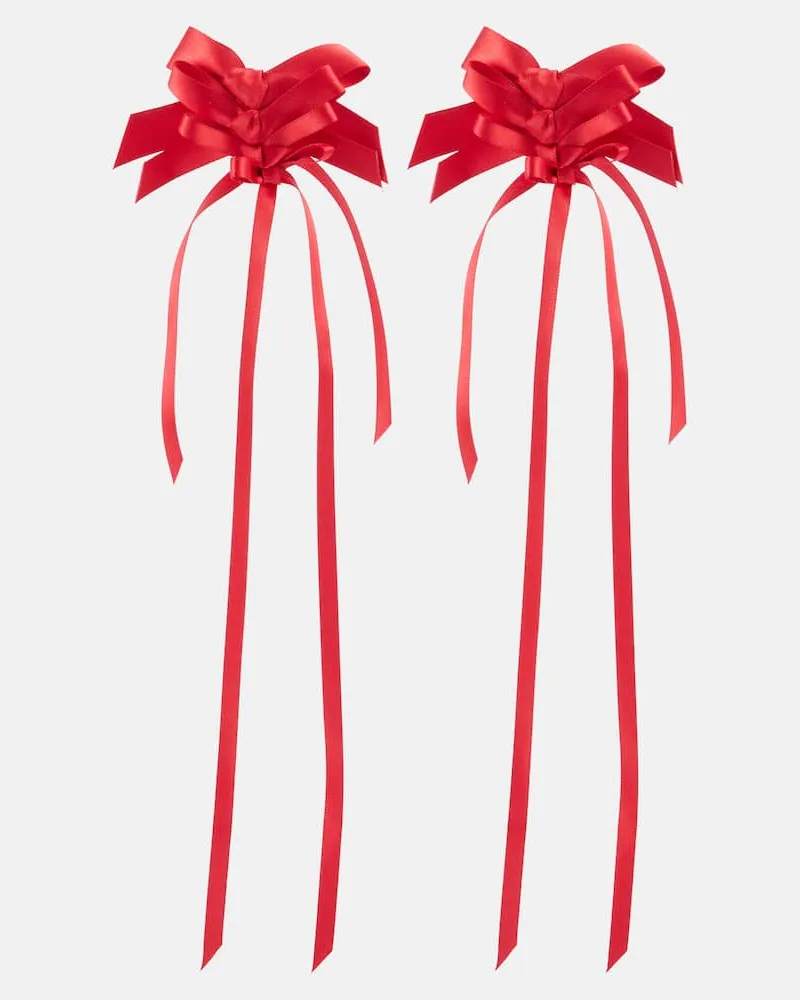 Simone Rocha Ohrringe Rosette Bow aus Satin Rot