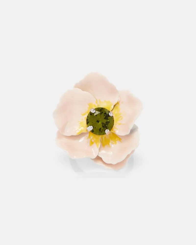 Simone Rocha Ring Blooming Poppy mit Kristall Rosa